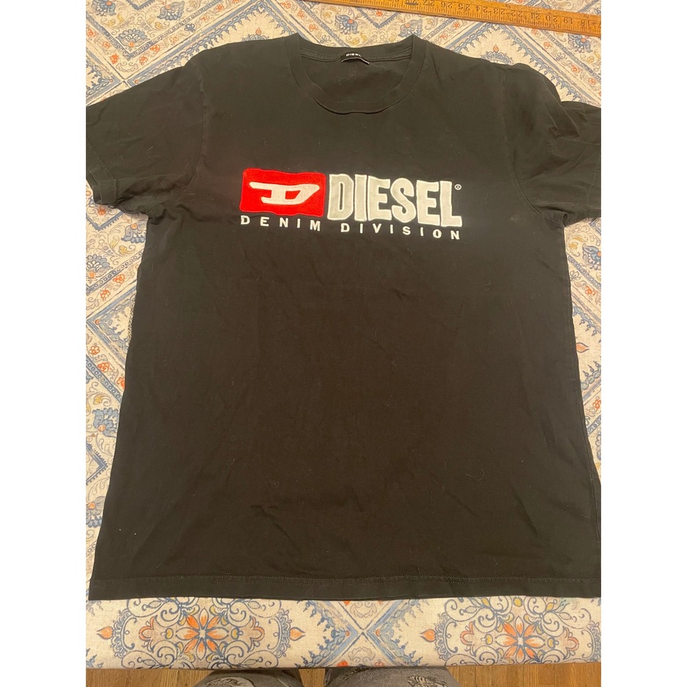 Diesel Denim Division Logo T-Shirt Black Mens XL Short Sleeve Crewneck